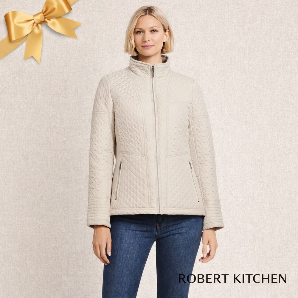 Robert Kitchen Cream Quilted Jacket S